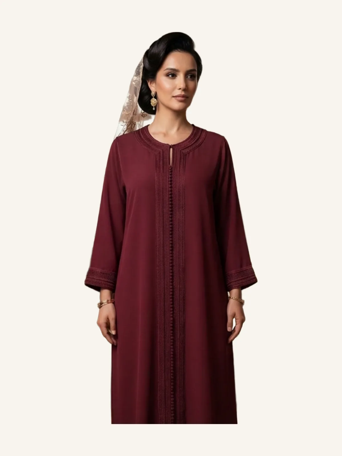 Silk crepe caftan in sfifa beldia style
