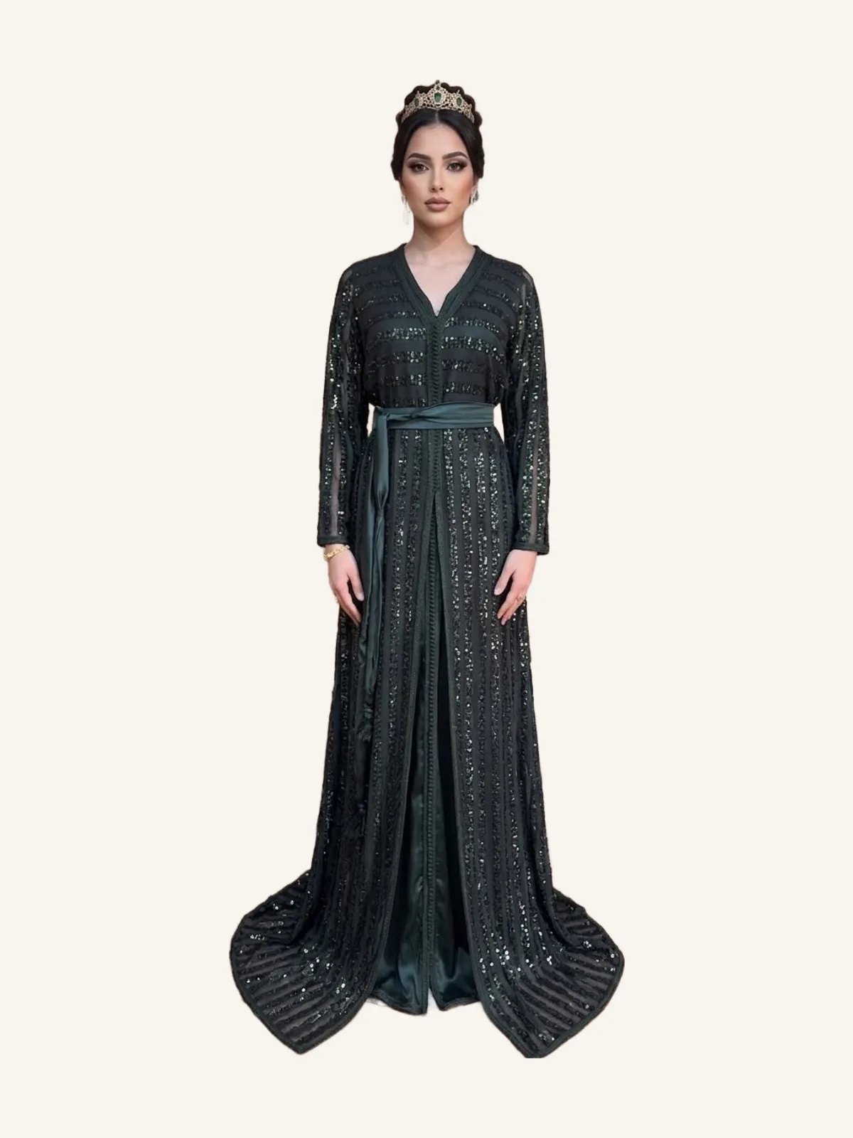 Caftan pailleté vert