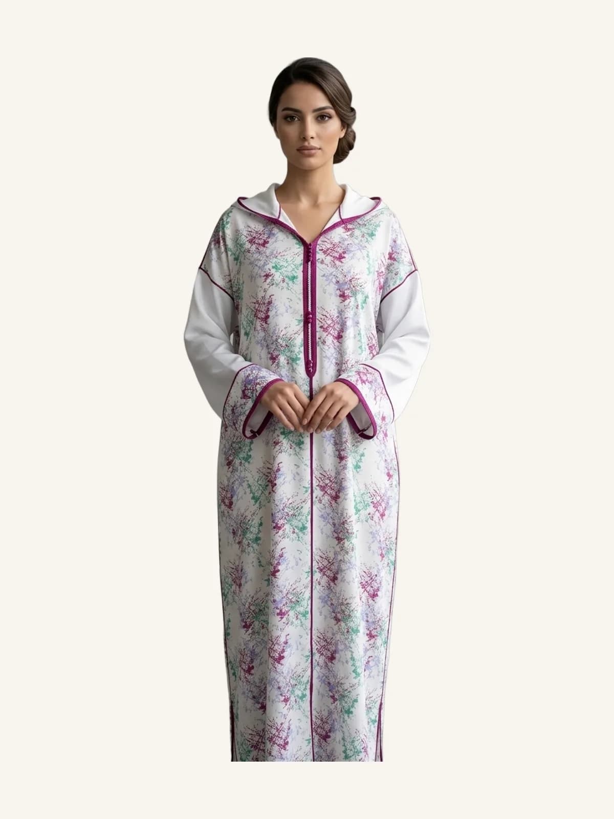 Djelaba en crêpe imprimé
