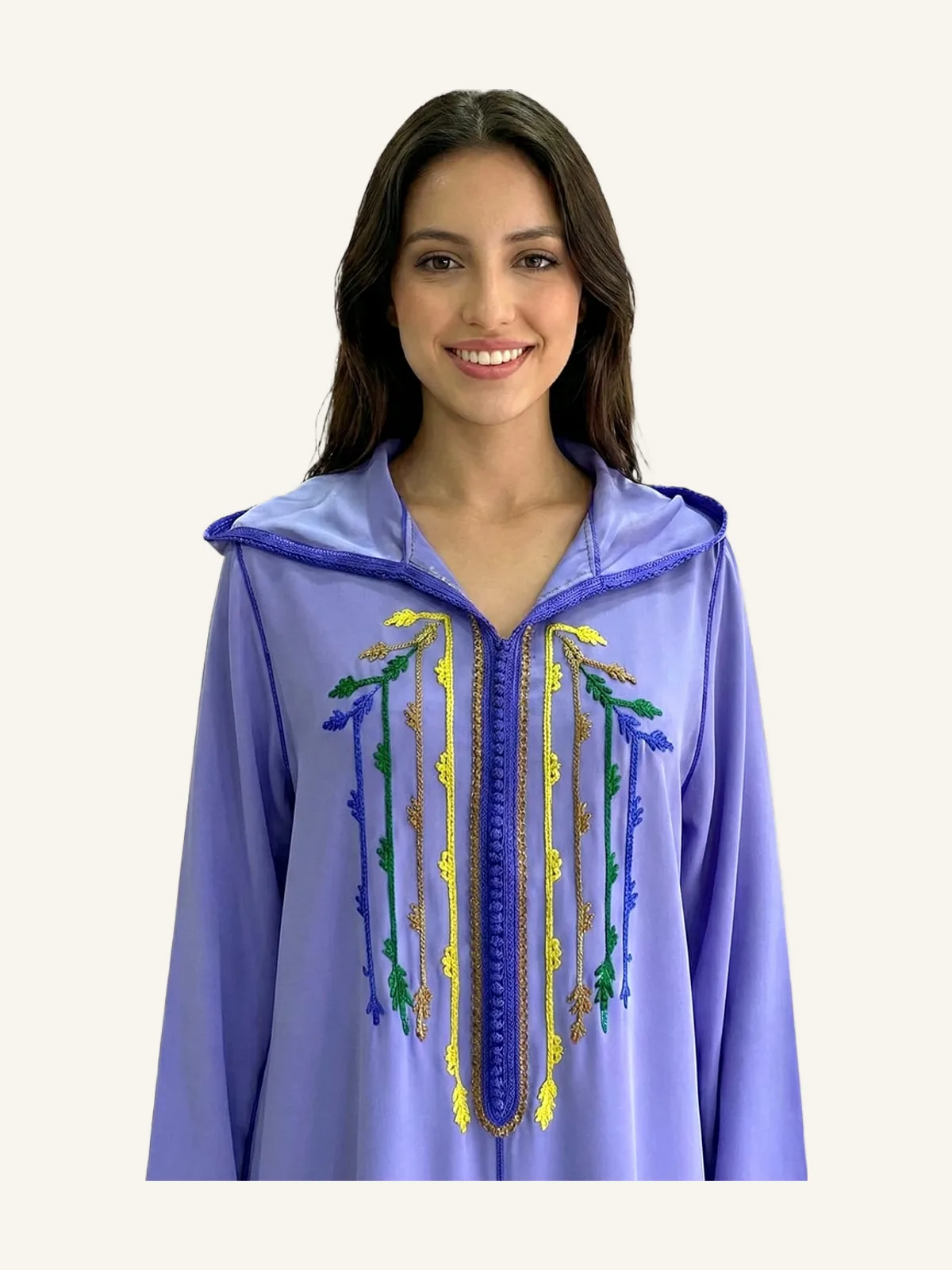 Lavender Djellaba in Korea Crepe - Zwa9 Lm3alem Handmade