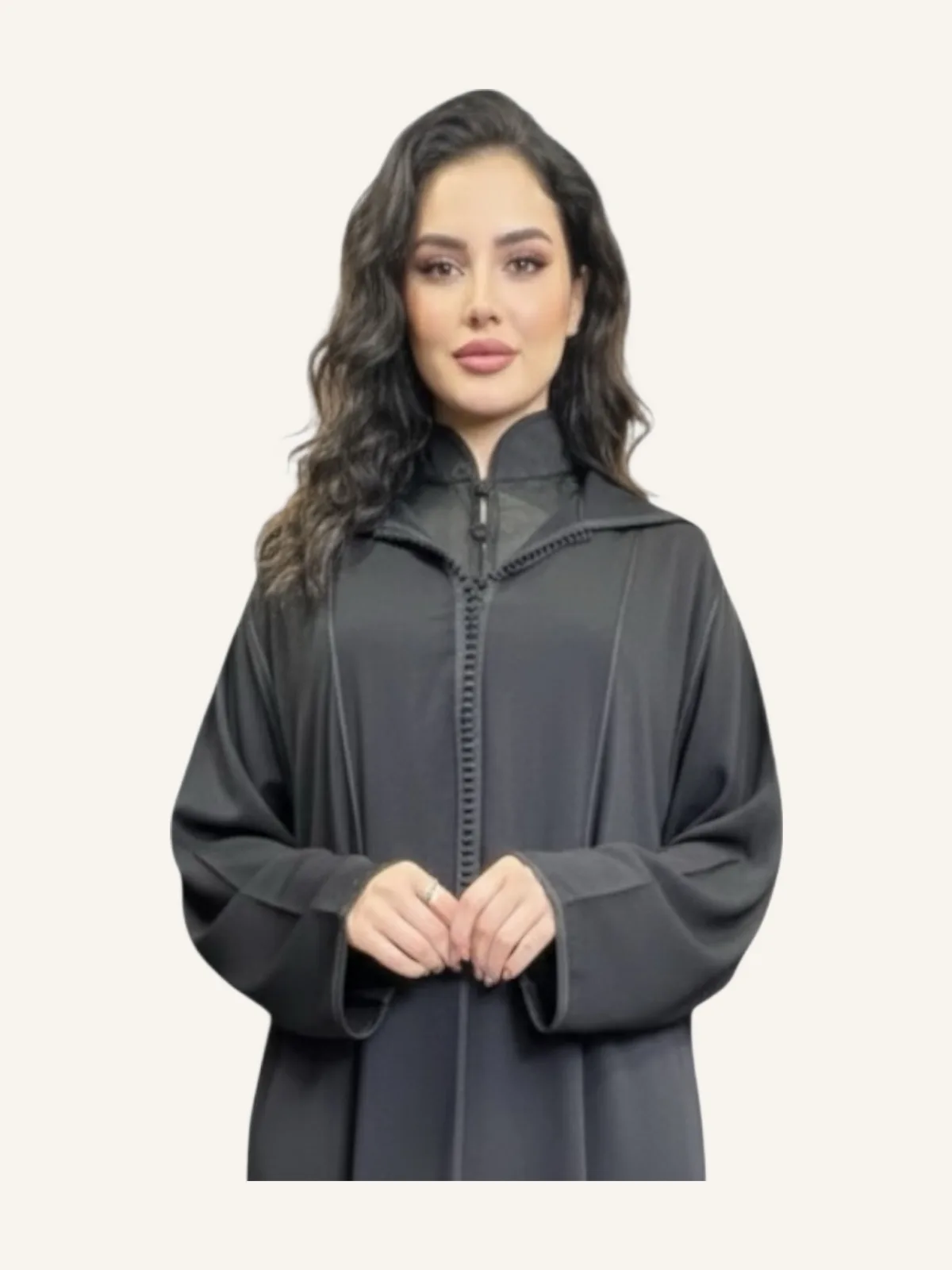 Djellaba mlifa noir avec son kmiss en satin