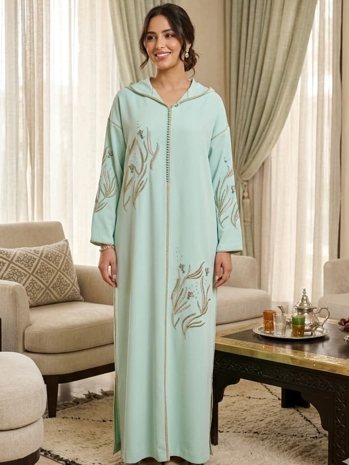 Pastel Beaded Djellaba