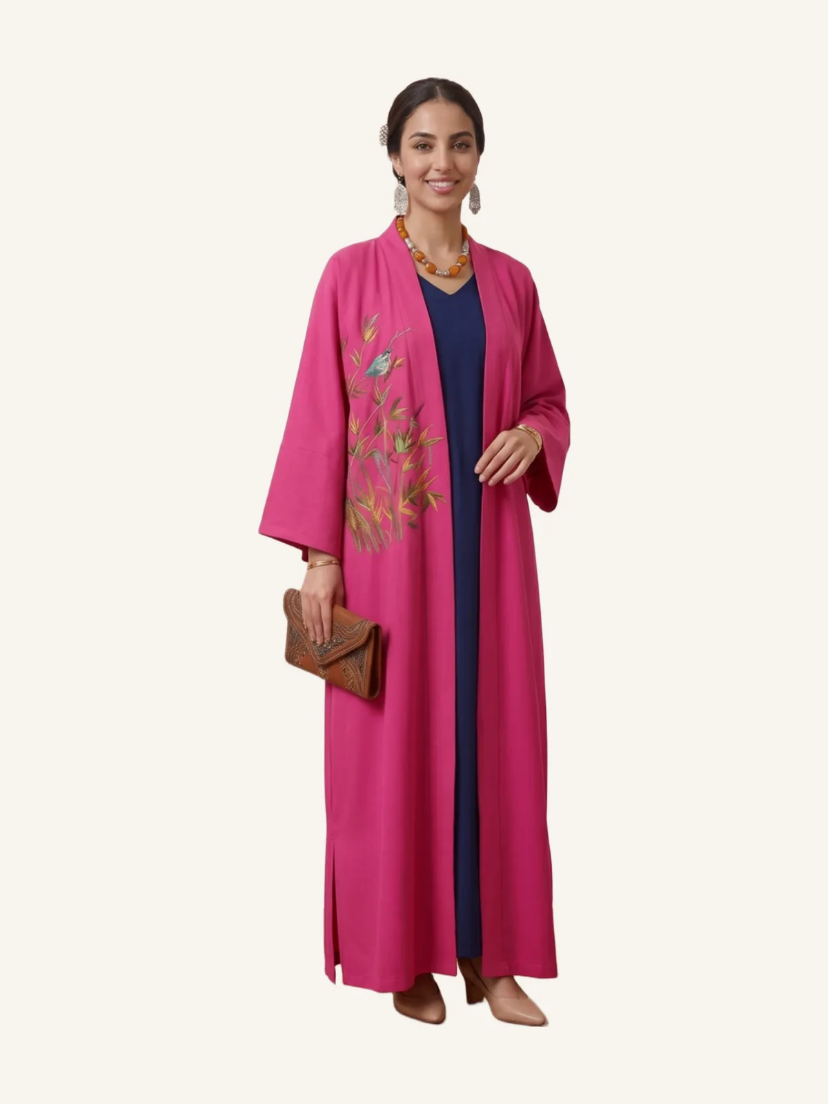 Fuchsia Embroidered Kimono - Elegance & Distinction